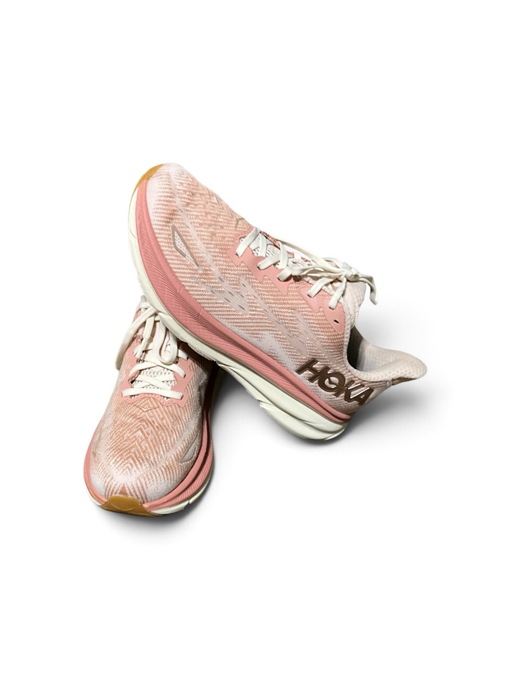 Hoka Women's Pink and Cream Lightweight Running Shoes size 9B